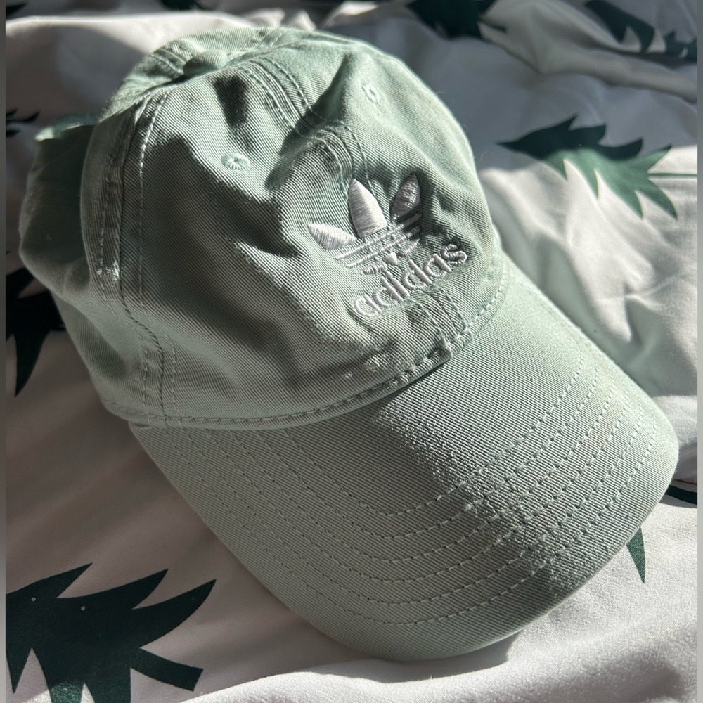 Adidas mint hat with white trefoil logo